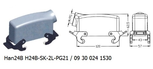 Han 24B H24B-SK-2L-PG21 09 30 024 1530 hood side entry with 2levers OUKERUI Harting ILME Heavy duty connector.jpg